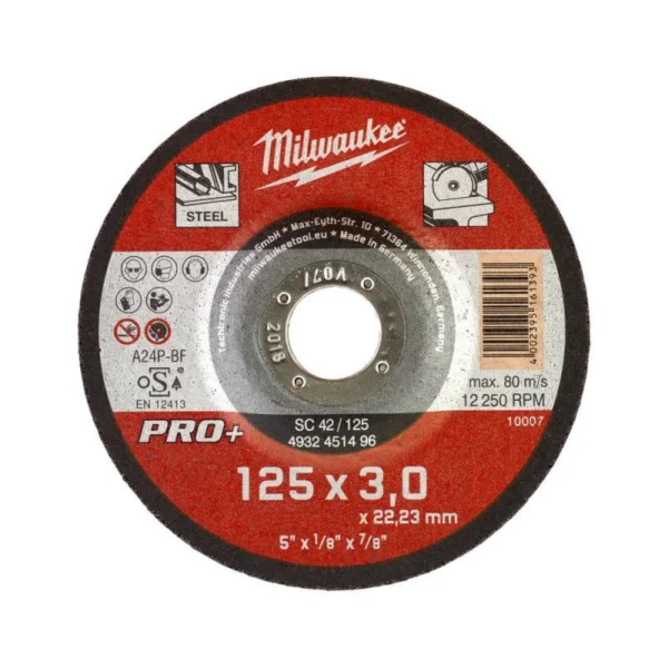Диск відрізний по металу MILWAUKEE, SCS 42/125х3 PRO+, діаметр 125мм