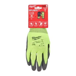 Рукавиці робочі сигнальні Hi-Vis MILWAUKEE, з опором порізам 4/D рівня, розмір 11/XXL