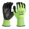 Рукавиці робочі сигнальні Hi-Vis MILWAUKEE, з опором порізам 3/C рівня, розмір 8/M, (144 пари)