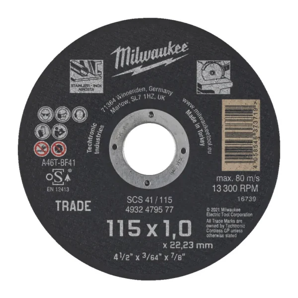 Диск відрізний по металу MILWAUKEE, SCS 41/115×1, діаметр 125мм NEW