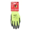 Рукавиці робочі сигнальні Hi-Vis MILWAUKEE, з опором порізам 1/A рівня, розмір 9/L, (12 пар)