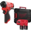 Шуруповерт ударний акумуляторний безщітковий 1/4'' HEX MILWAUKEE, M12 FID2-202Х, 170Нм (зарядний пристрій С12 С, 2 акумулятори М
