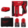 Степлер акумуляторний MILWAUKEE, M12 BST-202X (зарядний пристрій С12 С, 2 акумулятори М12 В2 2Аг, кліпса для ременя, HD кейс)