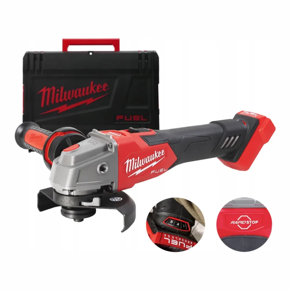 Шліфмашина кутова акумуляторна безщіткова MILWAUKEE, M18 FSAGV125XB-0X, 1200 Вт, діаметр 125мм (каркас, антивібраційна бічна рук