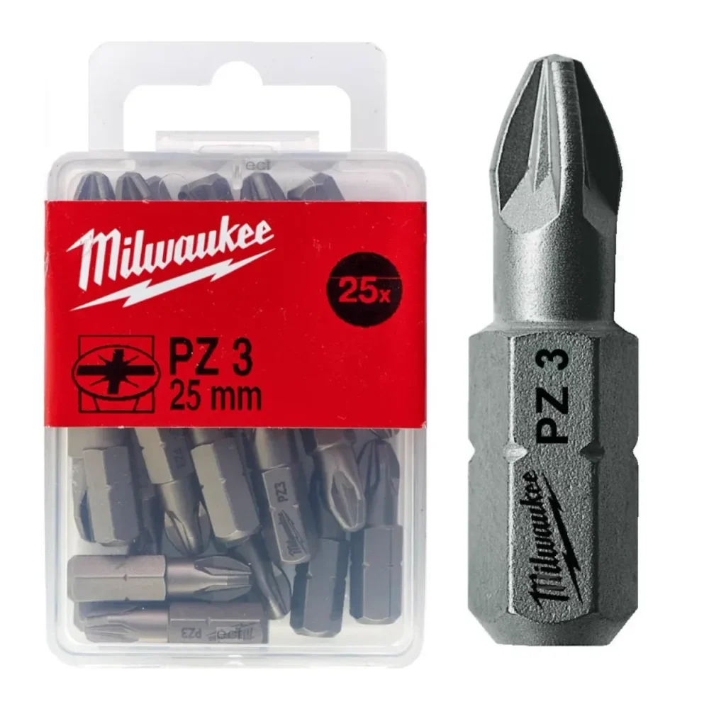 Біта MILWAUKEE, PZ3, 25мм, (25шт), пластикова коробка
