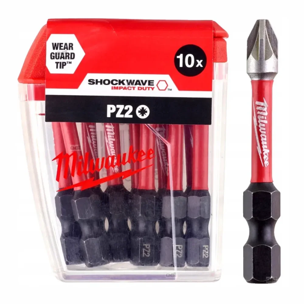 Біта SHOCKWAVE MILWAUKEE, PZ2, 50мм, (10шт), пластикова коробка