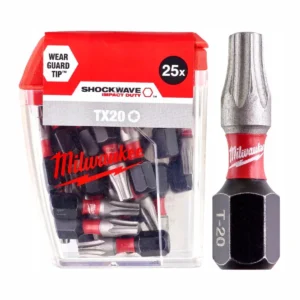 Біта SHOCKWAVE MILWAUKEE, TX20, 25мм, (25шт), пластикова коробка