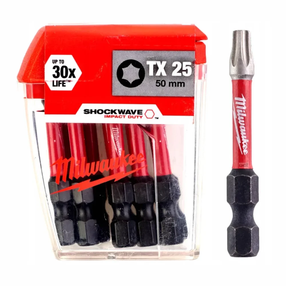 Біта SHOCKWAVE MILWAUKEE, TX25, 50мм, (10шт), пластикова коробка