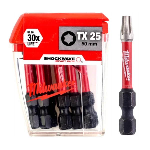 Біта SHOCKWAVE MILWAUKEE, TX25, 50мм, (10шт), пластикова коробка