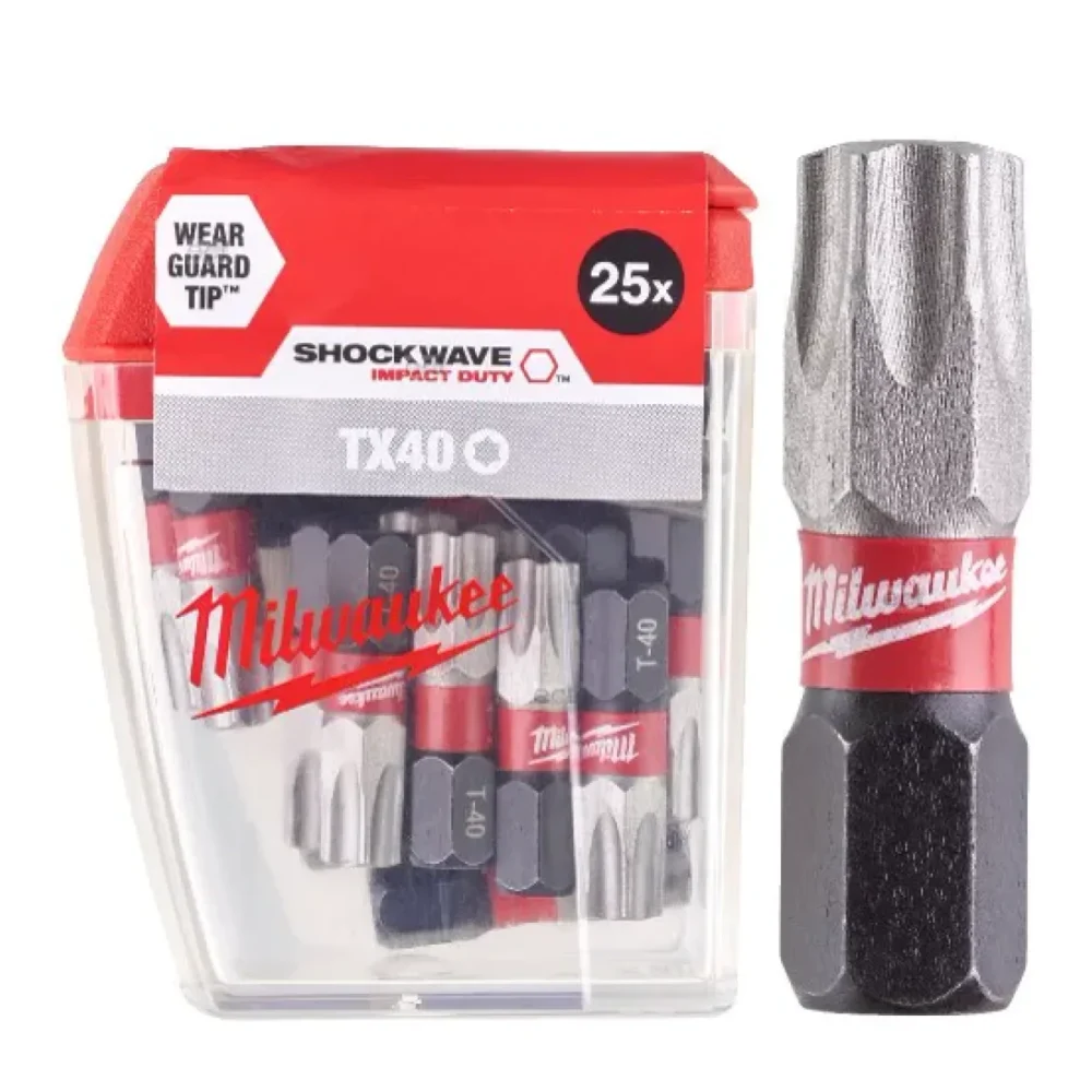 Біта SHOCKWAVE MILWAUKEE, TX40, 25мм, (25шт), пластикова коробка