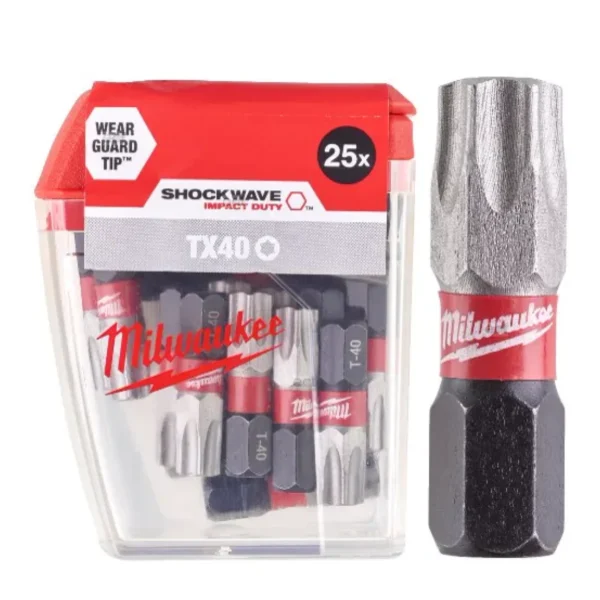Біта SHOCKWAVE MILWAUKEE, TX40, 25мм, (25шт), пластикова коробка