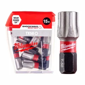 Біта SHOCKWAVE MILWAUKEE, TX50, 25мм, (15шт), пластикова коробка