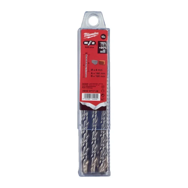 Бур SDS-PLUS M2 MILWAUKEE, діаметр 8,0х160х100мм, (10шт), пластикова коробка