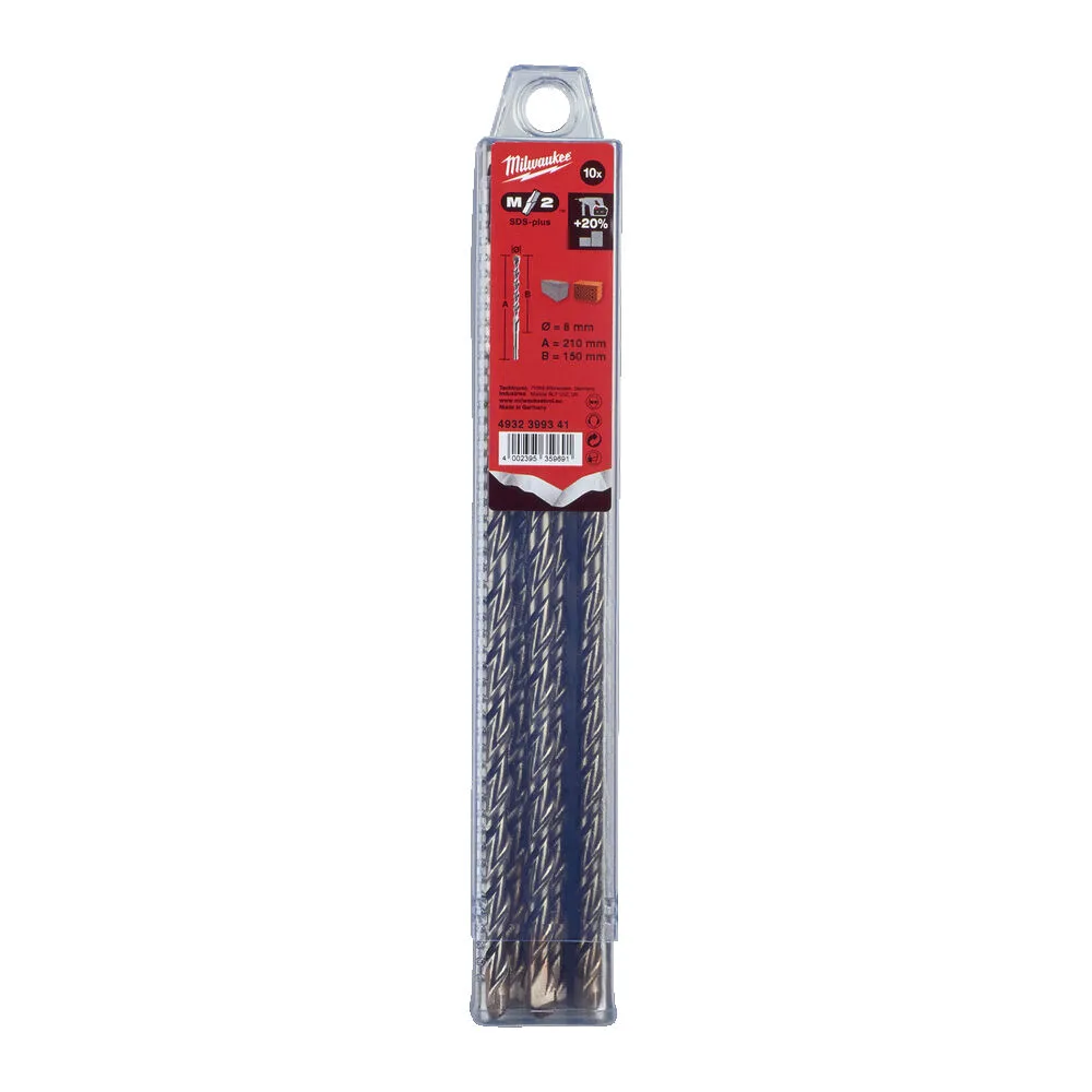 Бур SDS-PLUS M2 MILWAUKEE, діаметр 8,0х210х150мм, (10шт), пластикова коробка