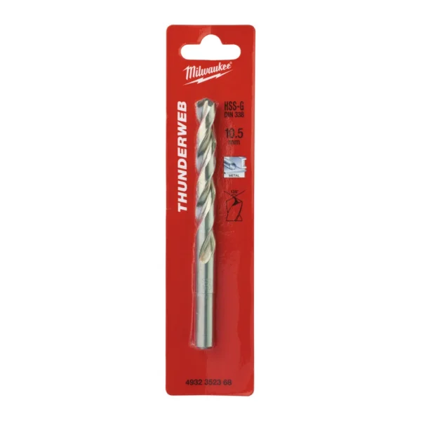 Свердло по металу THUNDERWEB HSS-G MILWAUKEE DIN338, діаметр 10,5×133х87мм
