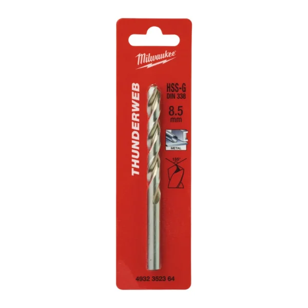 Свердло по металу THUNDERWEB HSS-G MILWAUKEE DIN338, діаметр 8,5×117х75мм