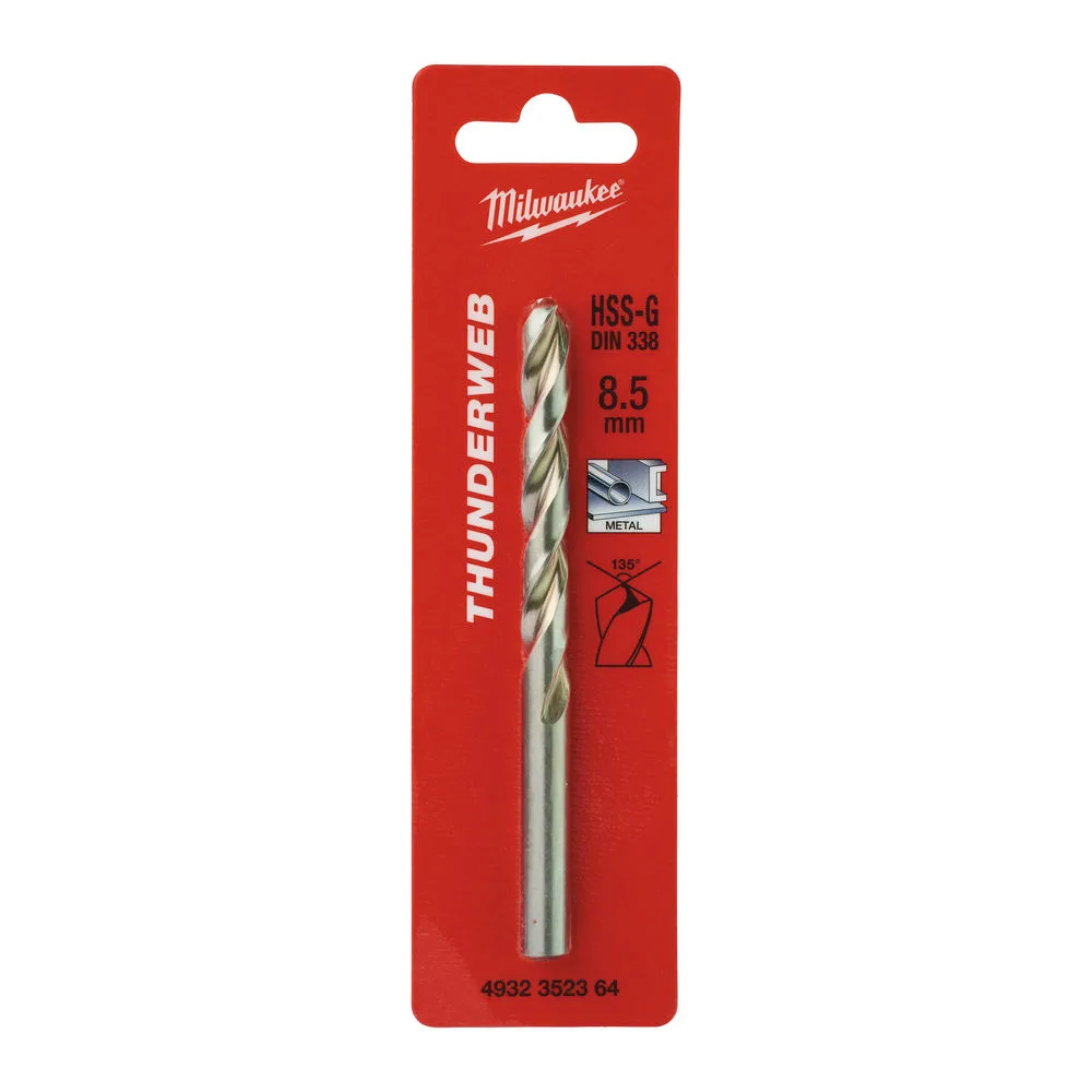 Свердло по металу THUNDERWEB HSS-G MILWAUKEE DIN338, діаметр 8,5x117х75мм