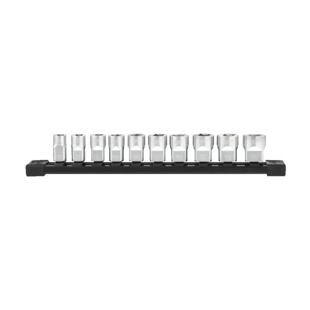 Набір головок торцевих хромованих 3/8'' MILWAUKEE, (10 19мм) на планці (10шт)