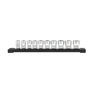 Набір головок торцевих хромованих 3/8'' MILWAUKEE, (10 19мм) на планці (10шт)