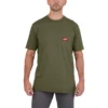 Футболка MILWAUKEE, WTSSGN-XXL з кишенею та коротким рукавом, зелена, (розмір XXL)