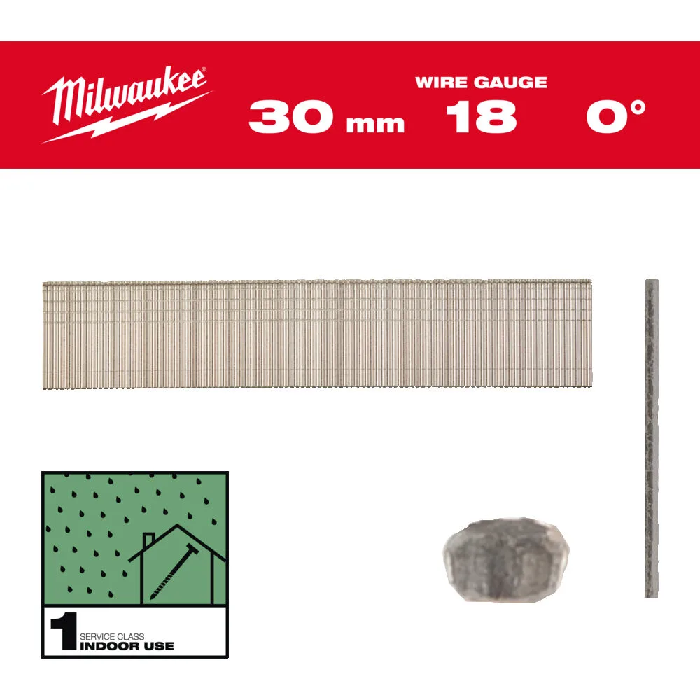 Цвяхи оцинковані вкриті смолою з Т-образною головкою MILWAUKEE, 18G/0 градусів/30мм, (5000шт)