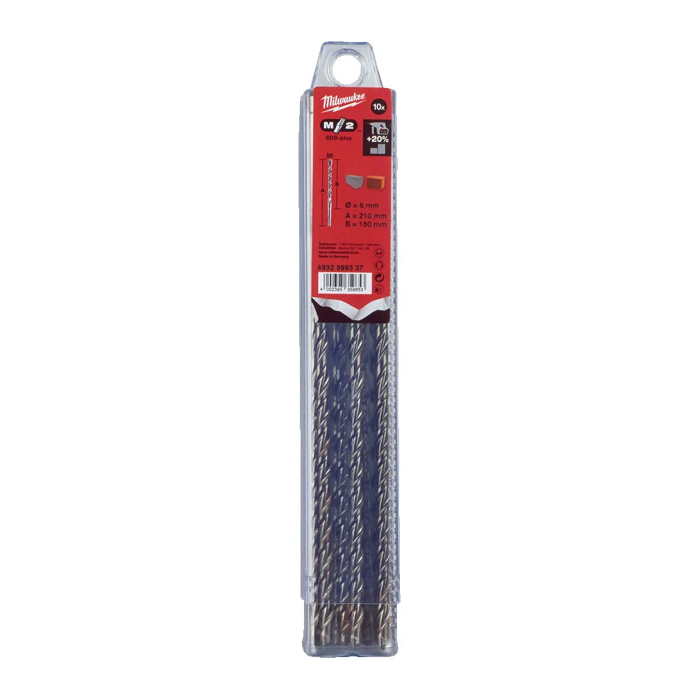 Бур SDS-PLUS M2 MILWAUKEE, діаметр 6,0х210х150мм, (10шт), пластикова коробка