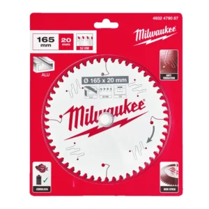 Диск пиляльний по алюмінію Alu PFTE THIN KERF MILWAUKEE, діаметр 165х20х1,6мм, 52 зуб.