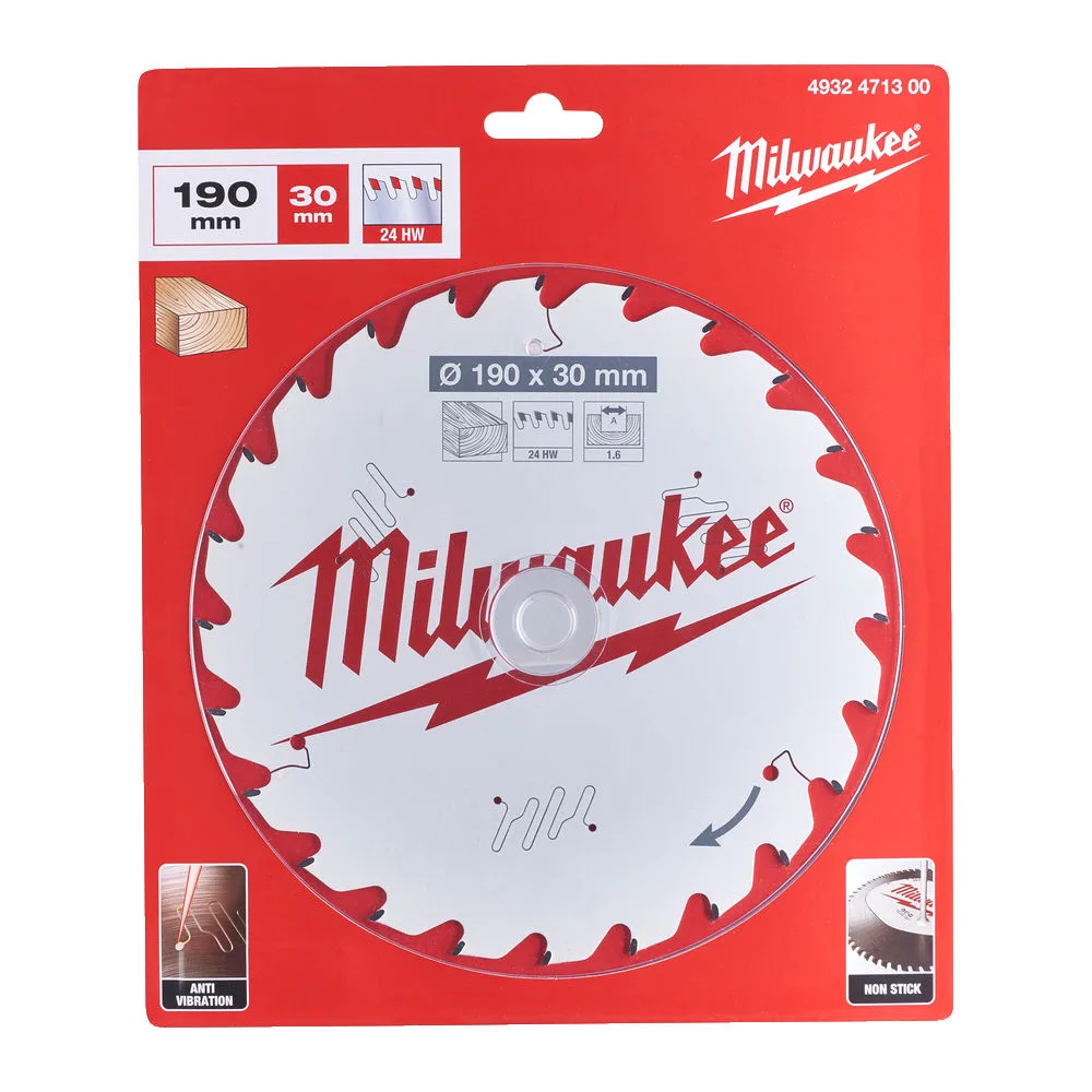 Диск пиляльний по дереву PFTE THIN KERF MILWAUKEE, діаметр 190х30х1,6мм, 16 зуб.