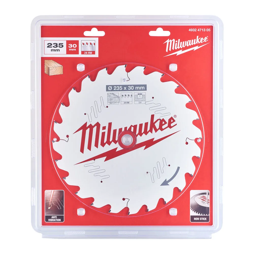 Диск пиляльний по дереву PFTE MILWAUKEE, діаметр 235х30х2,4мм, 24 зуб.