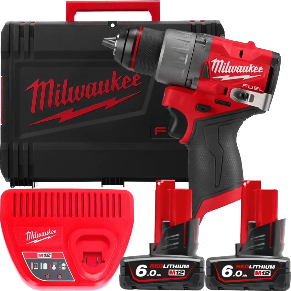 Дриль-шуруповерт акумуляторний безщітковий MILWAUKEE, M12 FDD2-602X (зарядний пристрій С12 С, 2 акумулятори М12 В6 6Аг, кліпса д
