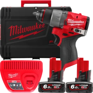 Дриль-шуруповерт акумуляторний безщітковий MILWAUKEE, M12 FDD2-602X (зарядний пристрій С12 С, 2 акумулятори М12 В6 6Аг, кліпса д