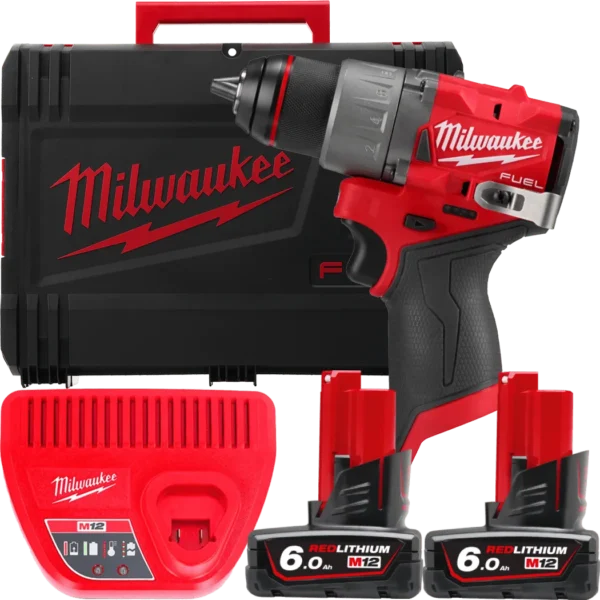 Дриль-шуруповерт акумуляторний безщітковий MILWAUKEE, M12 FDD2-602X (зарядний пристрій С12 С, 2 акумулятори М12 В6 6Аг, кліпса д