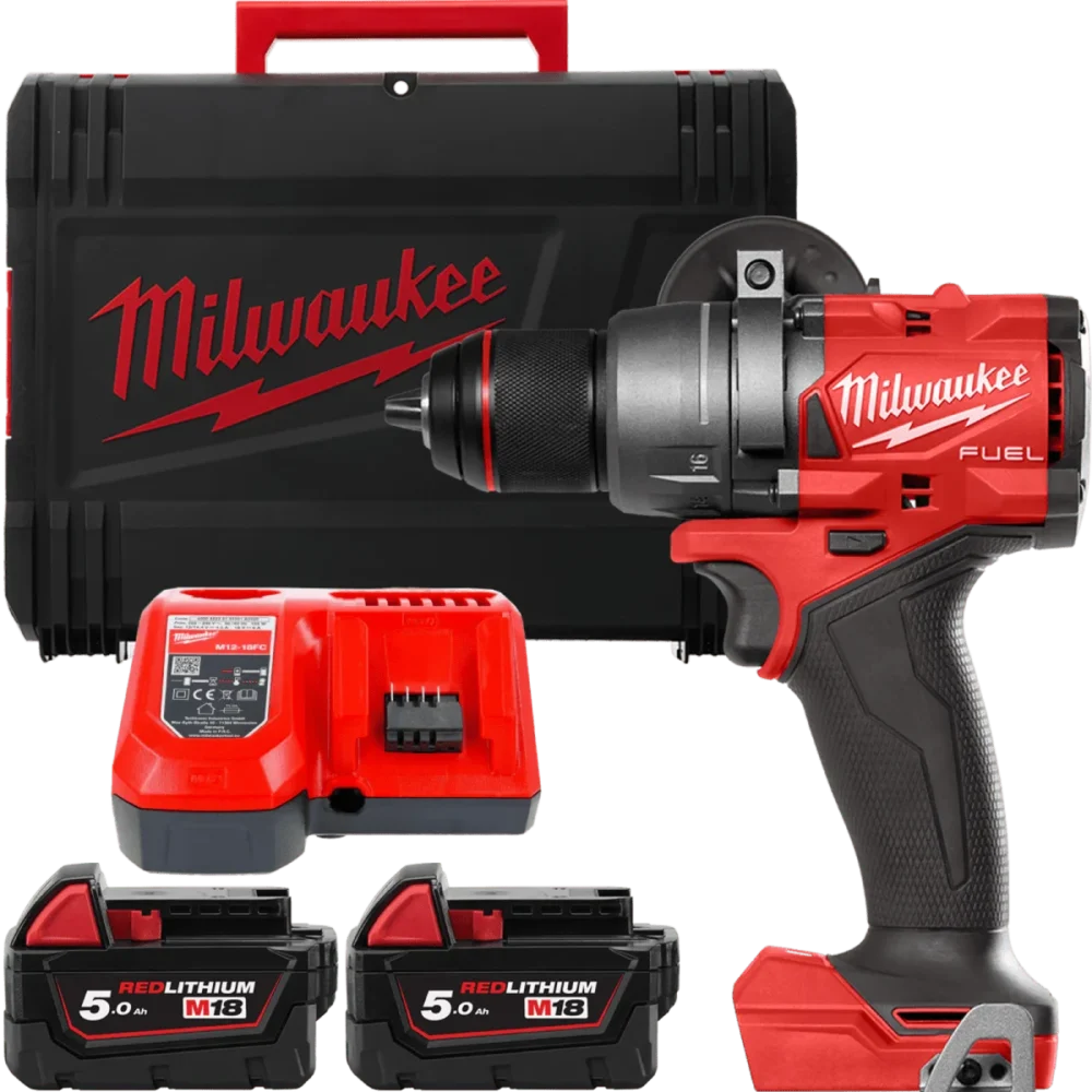 Дриль-шуруповерт акумуляторний безщітковий MILWAUKEE, M18 FDD3-502X, 158Нм (зарядний пристрій М12-18 FC, 2 акумулятори М18 В5 5А