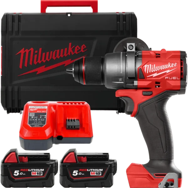 Дриль-шуруповерт акумуляторний безщітковий MILWAUKEE, M18 FDD3-502X, 158Нм (зарядний пристрій М12-18 FC, 2 акумулятори М18 В5 5А