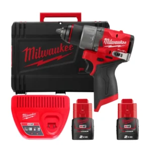 Дриль-шуруповерт акумуляторний безщітковий MILWAUKEE, M12 FDD2-202X (зарядний пристрій С12 С, 2 акумулятори М12 В2 2Аг, кліпса д