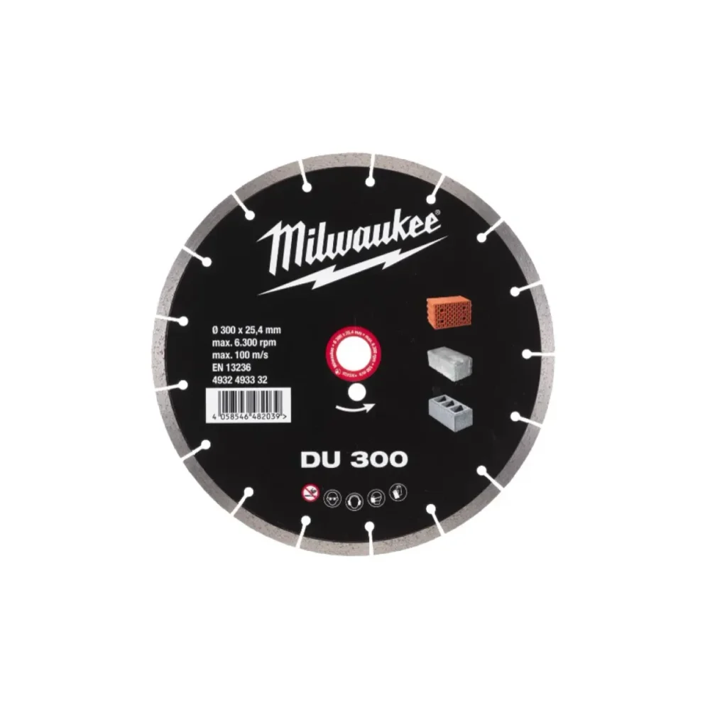 Диск алмазний MILWAUKEE DU 300, діаметр 300мм (цегла, бетон, шлакоблок)