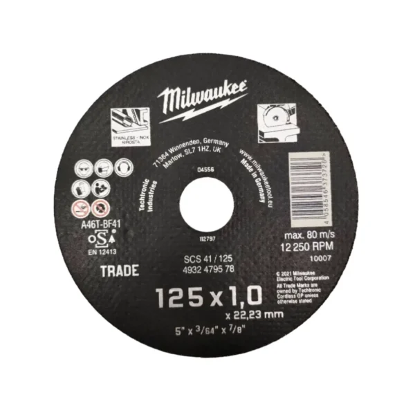 Диск відрізний по металу MILWAUKEE Trade, SCS 41/125×1, діаметр 125мм NEW