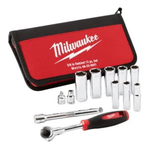 Набір головок торцевих хромованих 3/8" TRADESMAN MILWAUKEE з тріскачкою (12шт) в трикотажному чохлі (заміна на 4932501196)