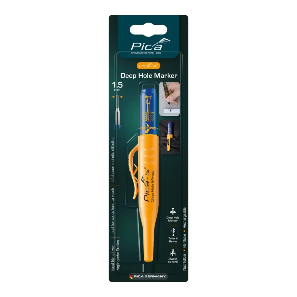 Маркер фірмовий з довгим носиком Pica-Ink Deep Hole Marker, 150/41 синій