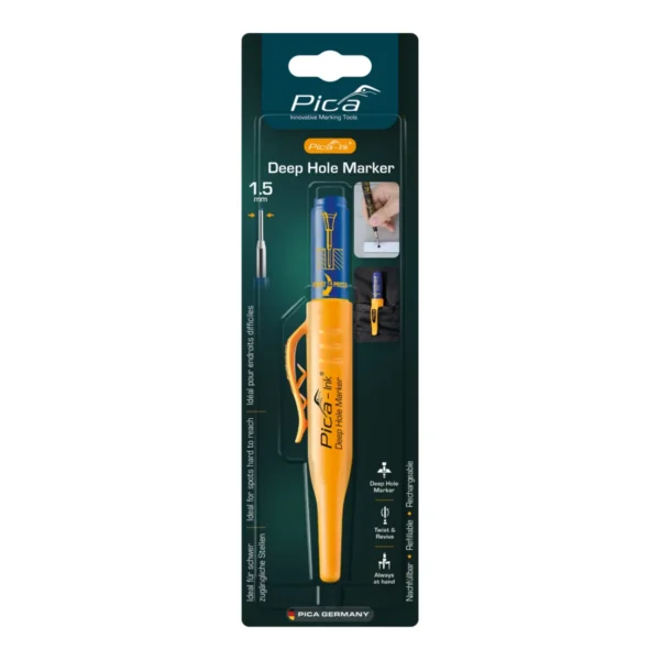 Маркер фірмовий з довгим носиком Pica-Ink Deep Hole Marker, 150/41 синій