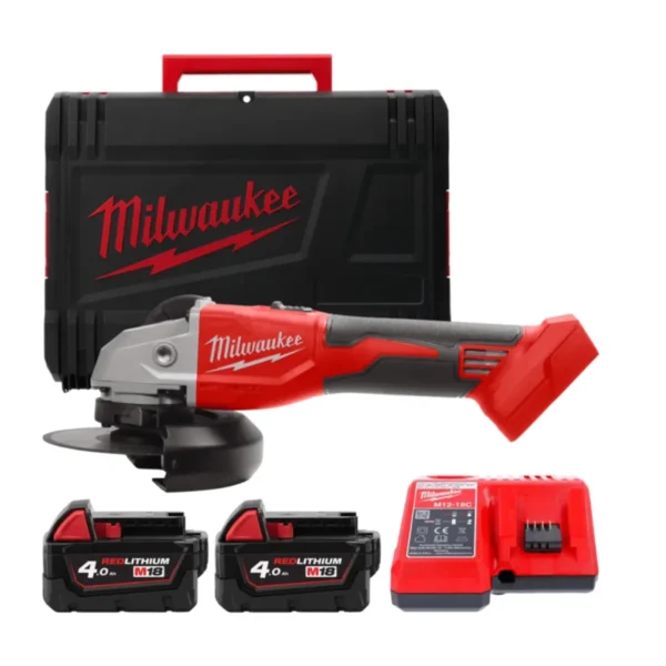 Шліфмашина кутова акумуляторна безщіткова MILWAUKEE, M18 BLSAG125X-402X, 800Вт, діаметр 125мм (зарядний.пристрій М12-18 С, 2 аку