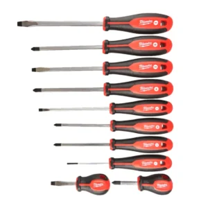 Набір викруток магнітних з тригранною рукояткою MILWAUKEE, (PZ1/PZ2/PH1/PH2/SL3/SL5,5/ SL6,5/ SL6,5/SL8) (10шт)