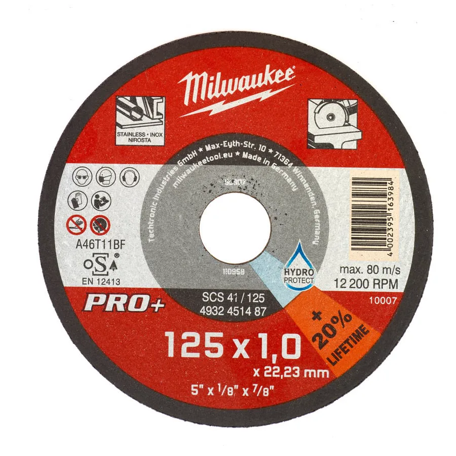 Диск відрізний по металу MILWAUKEE, SCS 41/125х1 PRO+, діаметр 125мм
