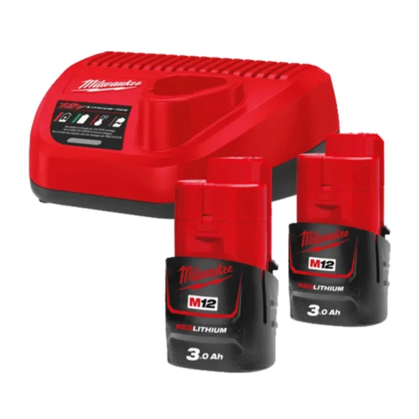 Енергокомплект Li-Ion MILWAUKEE, M12 NRG-302 (зарядний пристрій С12 С, 2 акумулятори М12 В3 3Аг, картонне пакування)
