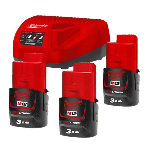 Енергокомплект Li-Ion MILWAUKEE, M12 NRG-303 (зарядний.пристрій С12 С, 3 акумумулятори М12 В3 3Аг, картонне пакуванння)