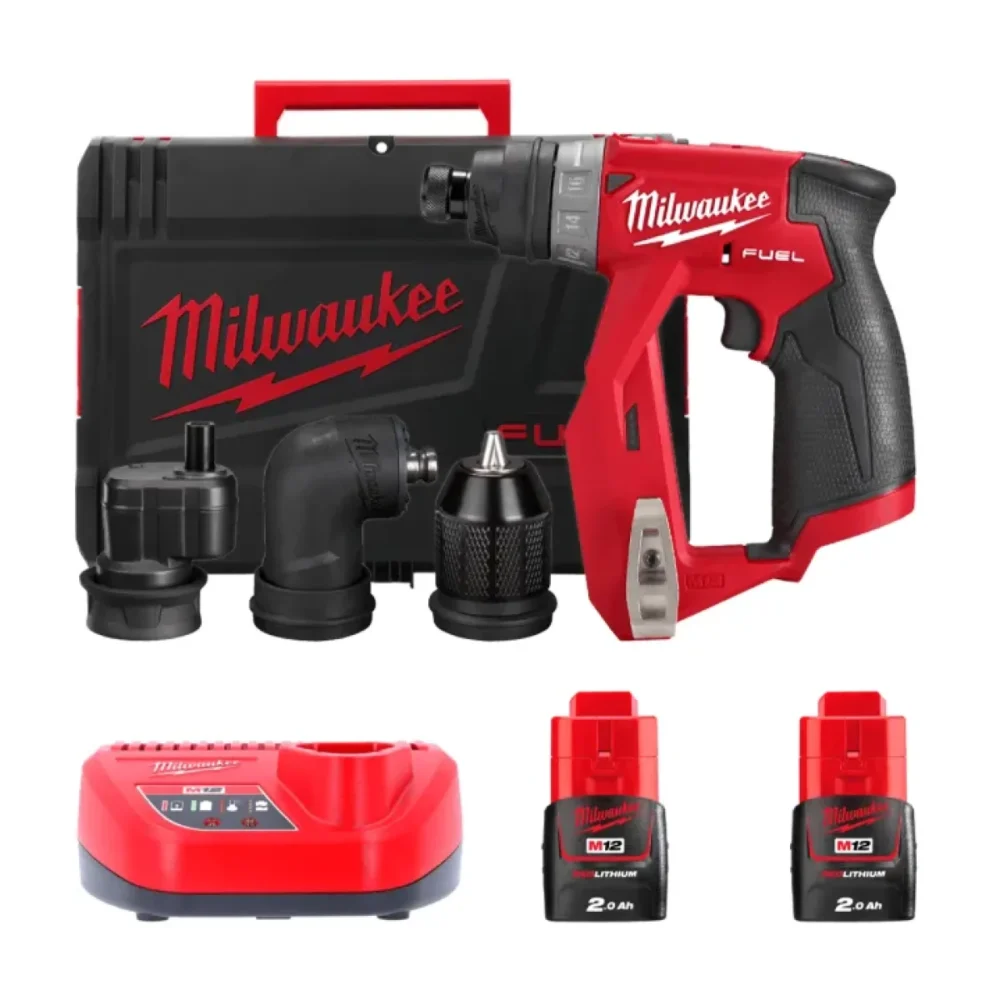Дриль-шуруповерт акумуляторний безщітковий MILWAUKEE, M12 FDDXKIT-202X, 34Нм (зарядний пристрій С12 С, 2 акумулятор М12 В2 2Аг,