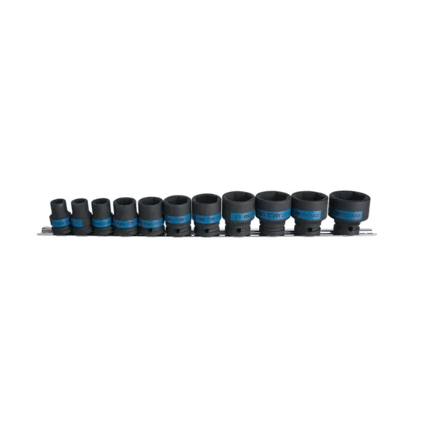 Набір ударних головок 1/2″ 11 од. 6-ти грані, довгі, 10-32мм KING TONY на планці