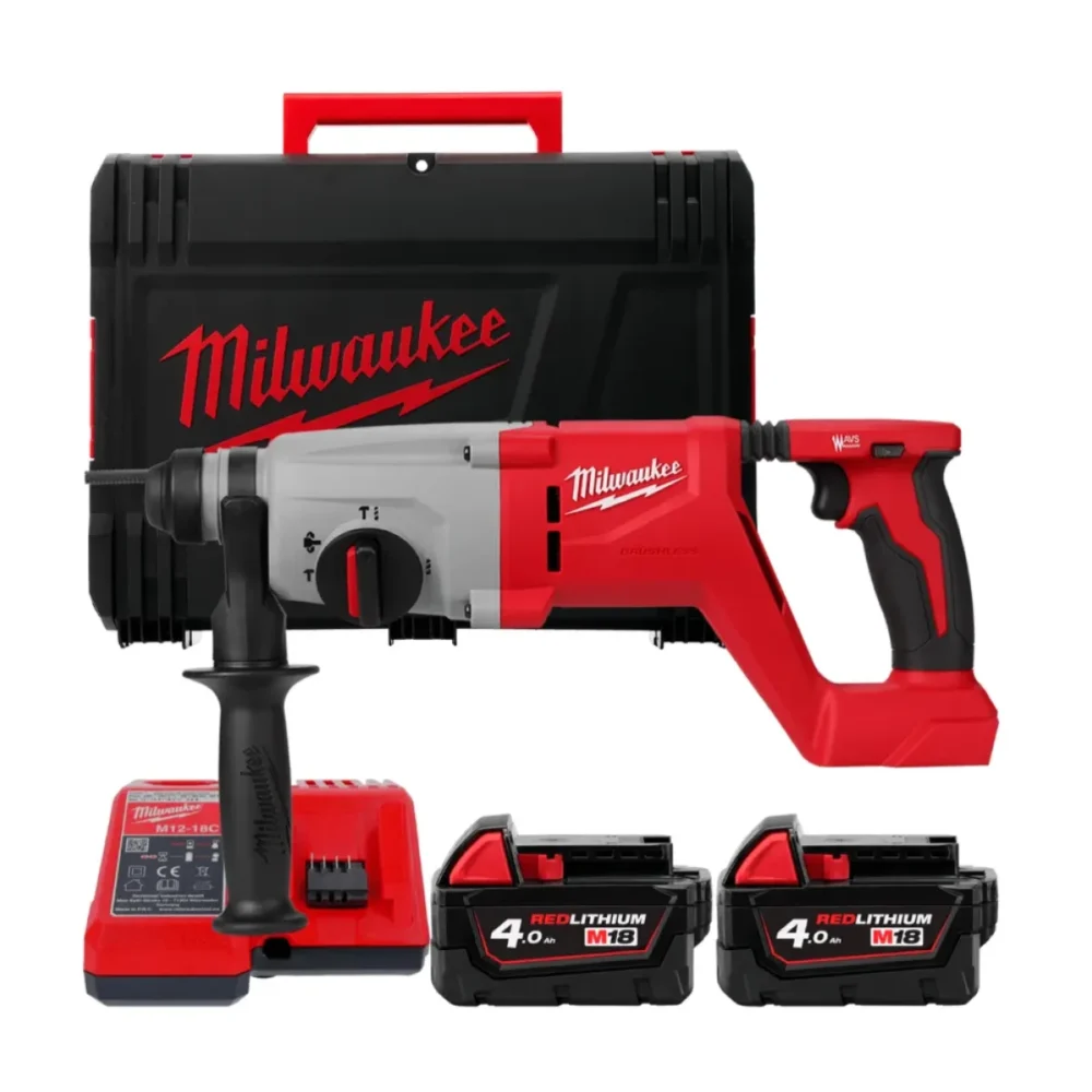 Перфоратор акумуляторний безщітковий SDS-PLUS MILWAUKEE, M18 BLHACD26-402X, 2,6Дж (зарядний пристрій М12-18 С, 2 акумулятори М18