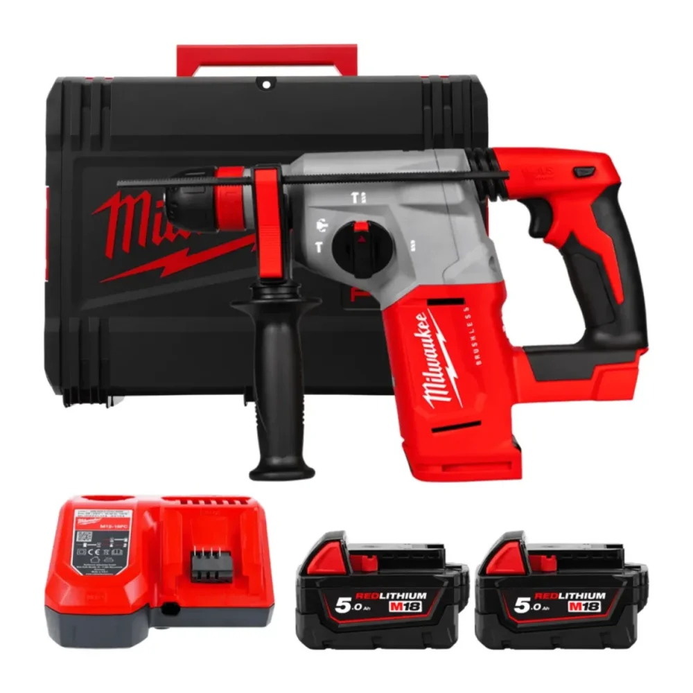 Перфоратор акумуляторний SDS-PLUS MILWAUKEE, M18 BLHX-502X, 2,3 Дж (зарядний пристрій M12-18 FC, 2 акумулятори М18 В5 5Аг, патро