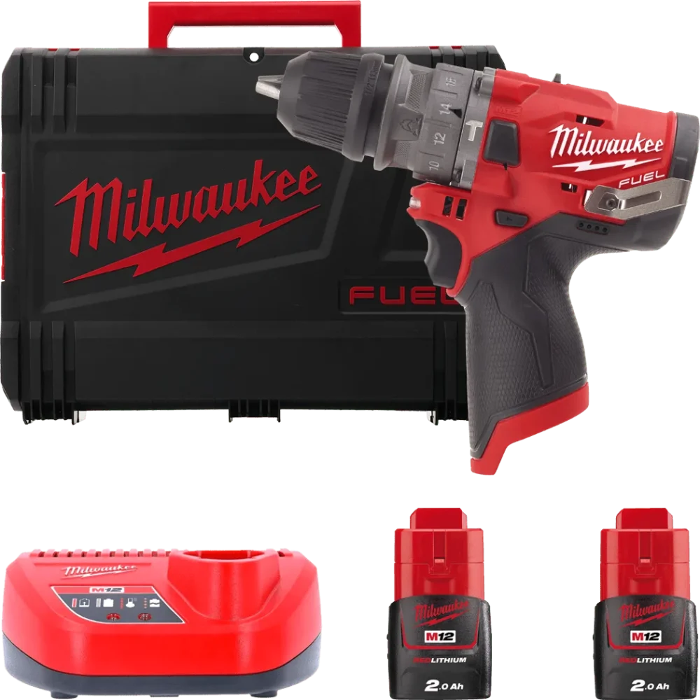 Дриль-шуруповерт з ударом акумуляторний безщітковий MILWAUKEE, M12 FPDX-202X, 37Нм (зарядний пристрій С12 С, 2 акумулятори М12 В